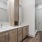 a bathroom with a glass shower