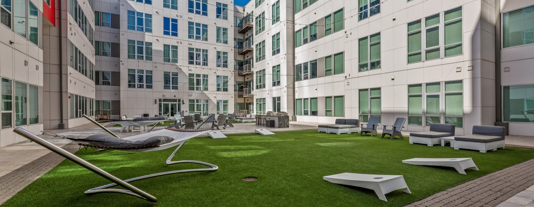 Spacious green courtyard 